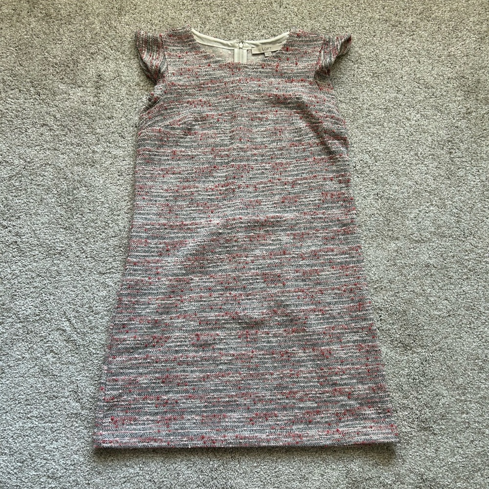 LOFT Gray and Pink Textured Dress, size 4